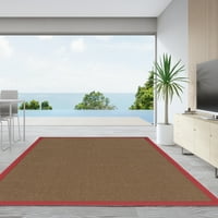 Linon Home Decor Fau Sisal Area szőnyeg vagy futó kollekció, barna és piros, 2'6 7'6
