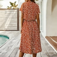 Ruha divat új Benchmark HIMIWAY női nyári divat alkalmi nyomtatás V-nyakú szexi rövid ujjú ruhák Orange s