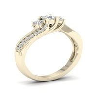 1 2Ct TDW Diamond 10K Sárga arany három kő évforduló gyűrű