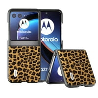 Feishell for Motorola Razr Ultra Divat leopárdmintás telefon tok női férfiak számára, PU bőr & kemény ütéselnyelés