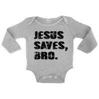 Kínos stílusok Jesus Saves Bro Baby Body Hosszú ujjú felső újszülött keresztény ruhák Baby Boys Christian Body For