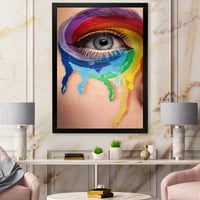 DesignArt 'közeli szem színes sírással egy kerékben, a modern keretes művészet nyomtatás
