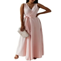 Szexi Dance Party hosszú ruha nőknek Egyszínű Labda ruha ujjatlan elegáns esküvői Maxi ruhák Rózsaszín M