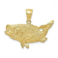 10K sárga arany polírozott Nyitott hátú basszus hal medál