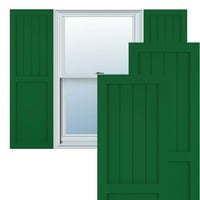 Ekena Millwork 15 W 38 H True Fit PVC parasztház sík panel kombinált rögzített redőnyök, viridian zöld