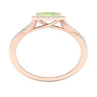 Imperial Gemstone 10K rózsa arany smaragd vágás zöld ametiszt ct tw gyémánt halo női gyűrű