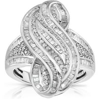 1- Carat T.W. Fehér gyémánt ezüst kavargó divatgyűrű