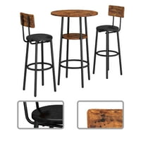 Modern stílusú bárasztal szett PU kárpitozott székekkel, bárasztal és bárszékek fa polccal és fém lábtartóval