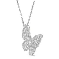 Brilliance Fine Jewelry Sterling Ezüst létrehozta a fehér zafír pillangó medálot lánccal, 18