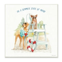 Stupell Industries nyári lelkiállapot kifejezés nyári életmentő kutyák, 12, Beth Grove tervezése
