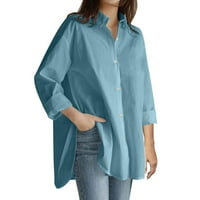 Manxivoo Női pólók szilárd felső ujjú hosszú blúz laza méretű gomb Alkalmi ing Női blúz Túlméretezett pólók Női ingek