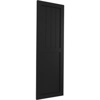 Ekena Millwork 12 W 37 H True Fit PVC parasztház sík panel kombinált rögzített redőnyök, fekete
