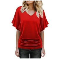 Cuoff blúzok női divat nyári ujjú alkalmi szilárd póló Női felsők Piros L