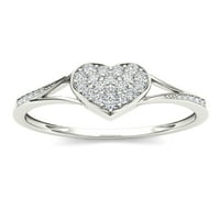 1 6ct TDW Diamond 10K Fehér Arany Diamond Heart Shape Split Shank divatgyűrű