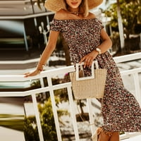 Floleo női ruha kedvezmény nyári nyári alkalmi egy váll rövid ujjú Virágos Nyomtatott karcsúsító ruhák Clearance
