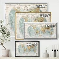 Designart 'ókori világtérkép ii' 'rusztikus keretes vászon fali művészet