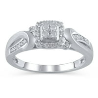 Carat T.W. Gyémánt sterling ezüst ígéret gyűrű