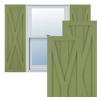 Ekena Millwork 18 W 26 H True Fit PVC Egyetlen X-Board Farmhouse rögzített redőnyök, moha zöld