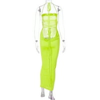Cuoff női nyári új divat divatos Backless csipke-up temperamentum hosszú ruha cső felső kötőfék nyak ruha