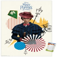 Disney Mary Poppins visszatér-Mary Wall poszter fa mágneses kerettel, 22.375 34