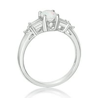Jay Heart Designs Sterling Silver létrehozta az opálot és létrehozta a fehér zafír gyűrűt