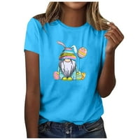 Női aranyos grafikus Gnome húsvéti pólók rövid ujjú Crewneck blúz Puha kényelmes pólók ingek eladó Clearance Divat